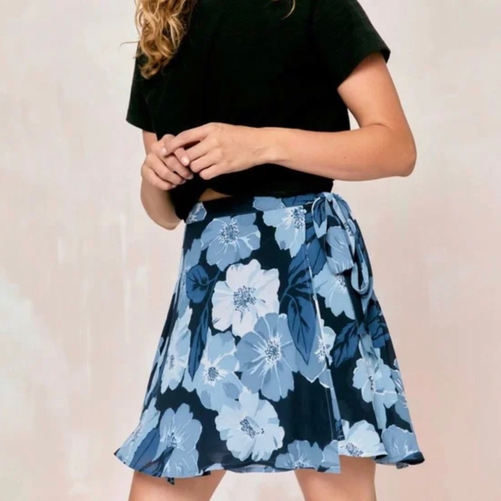 Christy Dawn Rudy Wrap Skirt XL Hibiscus Blues